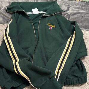 Champion Forest Green Track Jacket with Yellow, White & Black Stripes